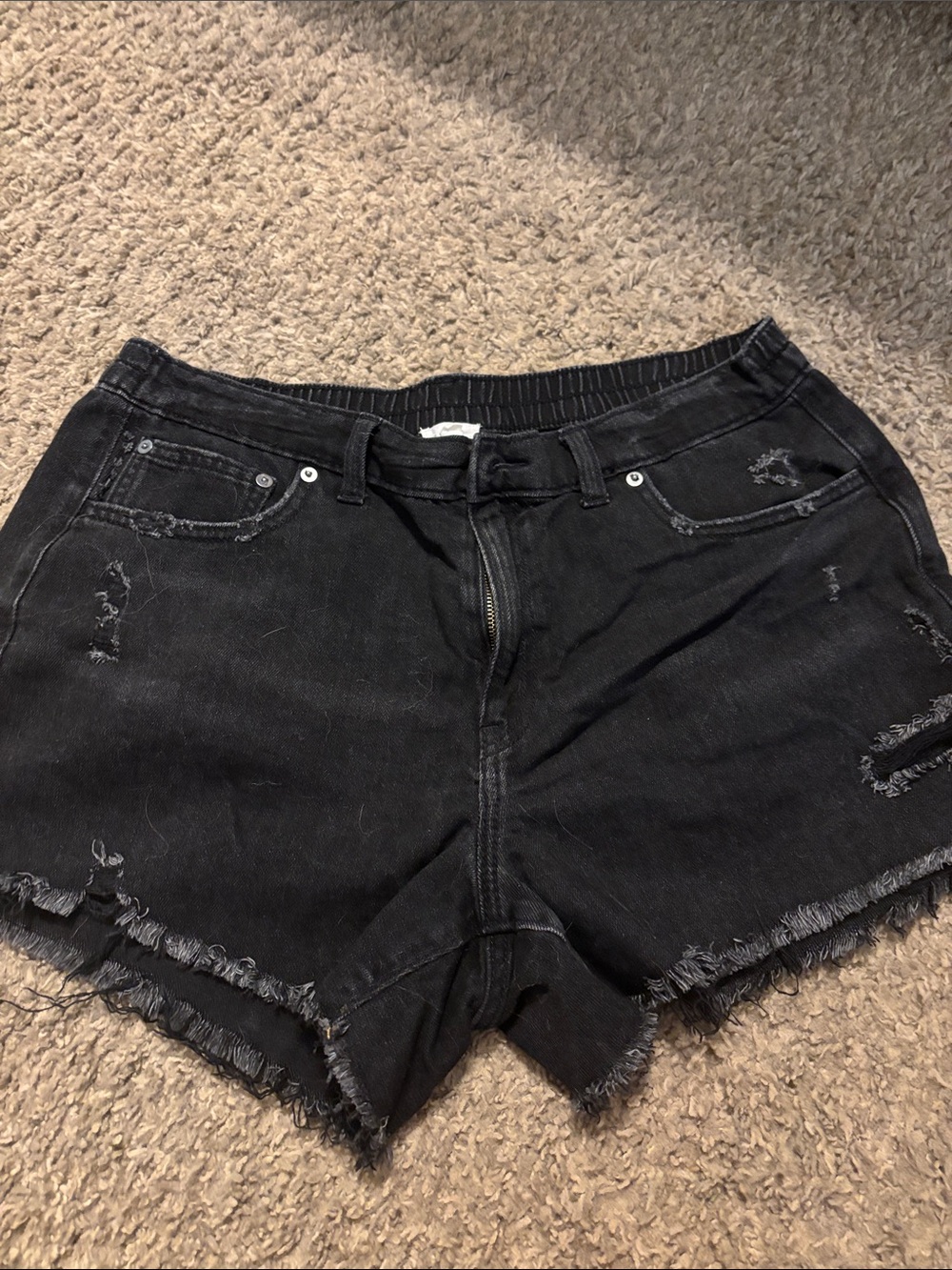 Women's Black Distressed Denim Shorts